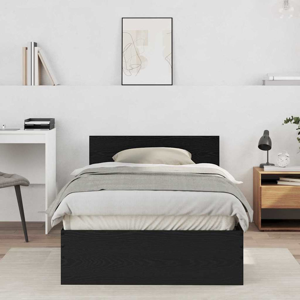 vidaXL Bed Frame Black Oak-Look 203 x 104 x 70 cm Engineered Wood