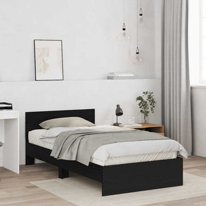 vidaXL Bed Frame Black Oak-Look 203 x 104 x 70 cm Engineered Wood