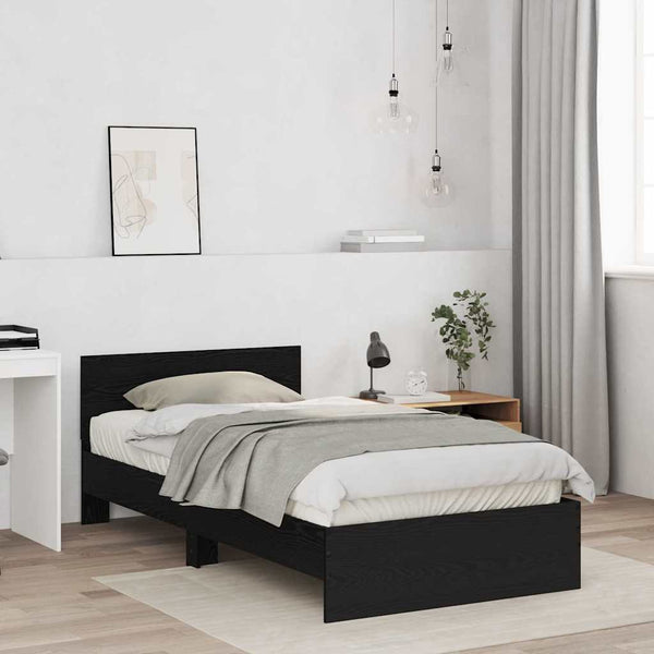 vidaXL Bed Frame Black Oak-Look 203 x 104 x 70 cm Engineered Wood