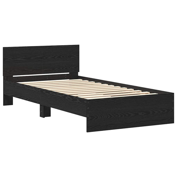 vidaXL Bed Frame Black Oak-Look 203 x 104 x 70 cm Engineered Wood