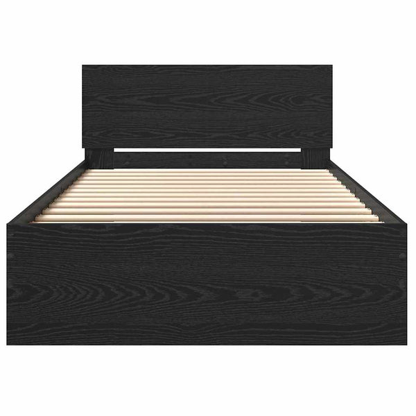 vidaXL Bed Frame Black Oak-Look 203 x 104 x 70 cm Engineered Wood