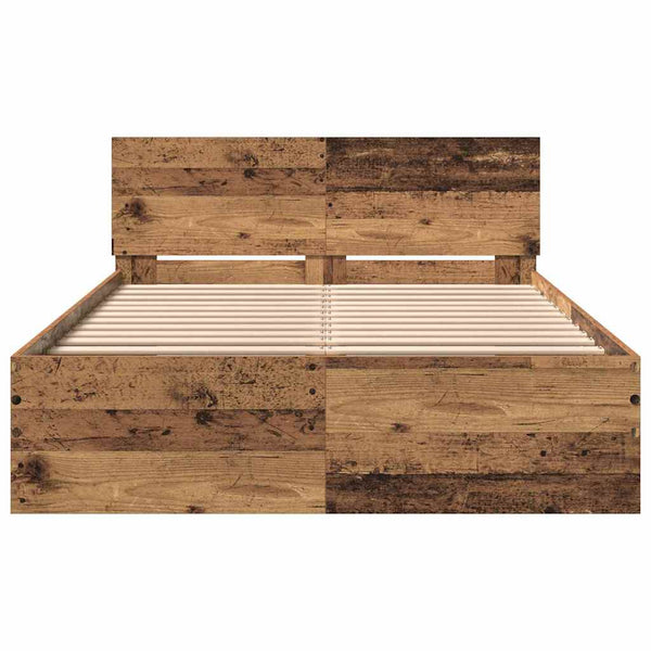 vidaXL Bed Frame with Headboard Reclaimed Wood 193 x 125 x 70 cm Engineered Wood