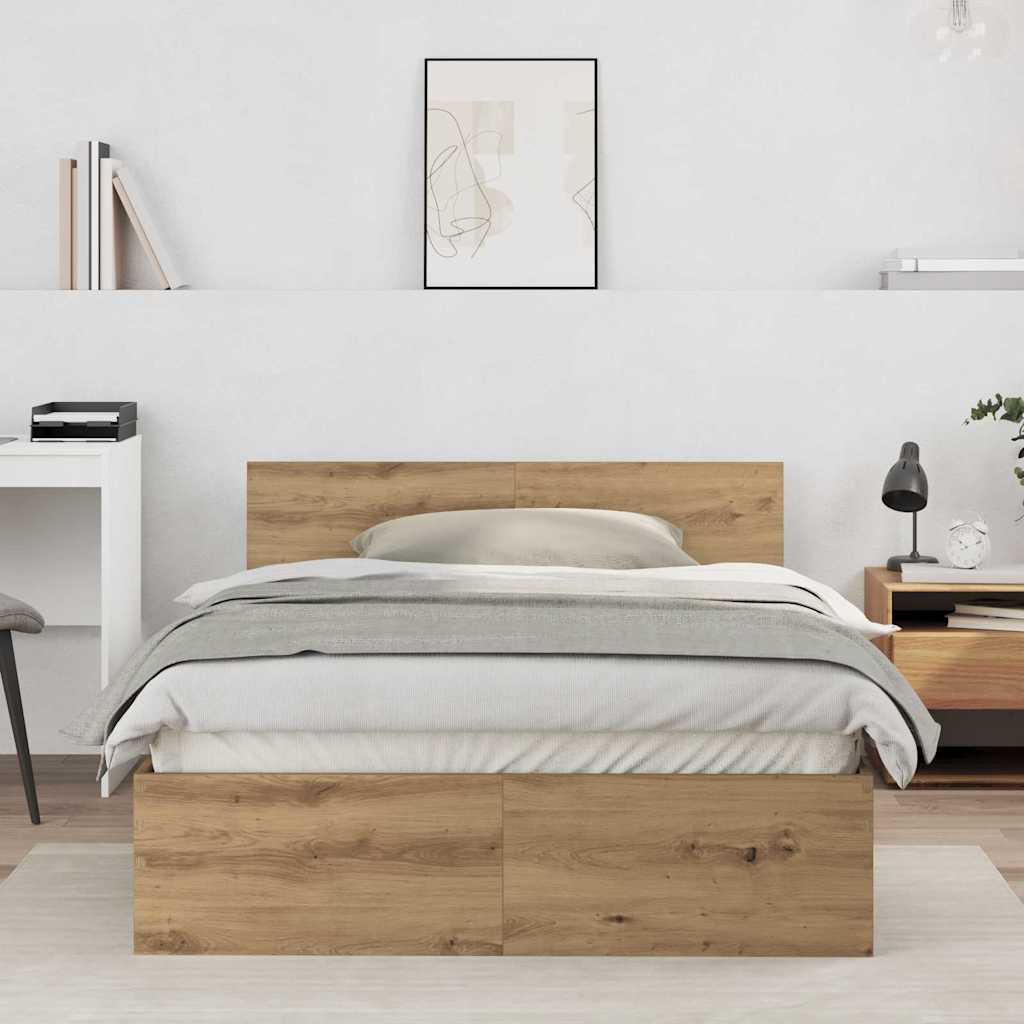 vidaXL Bed Frame Artisan Oak 193 x 125 x 70 cm Engineered Wood