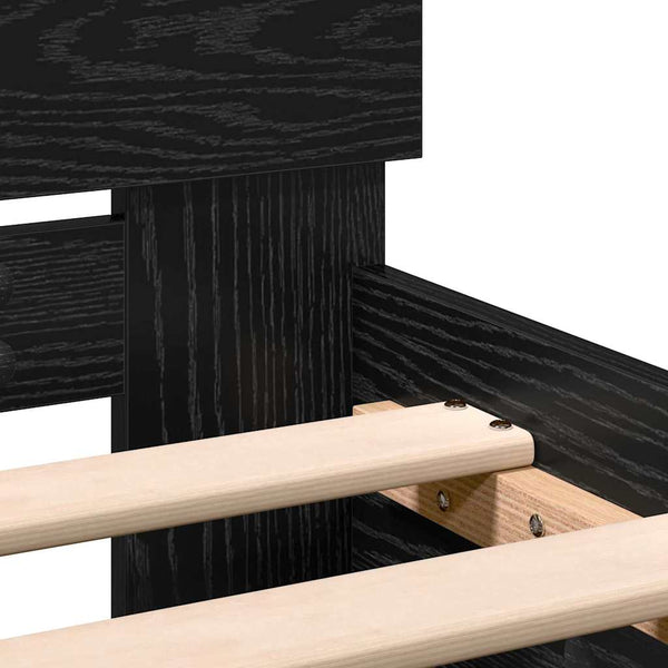 vidaXL Bed Frame Black Oak-Look 193 x 125 x 70 cm Engineered Wood