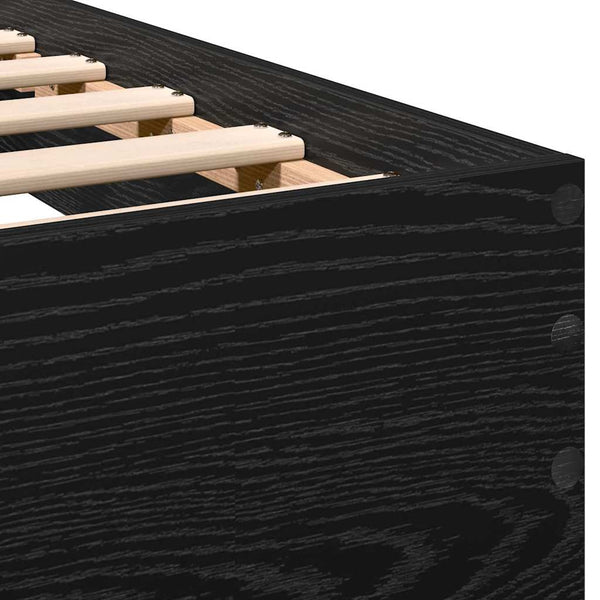 vidaXL Bed Frame Black Oak-Look 193 x 125 x 70 cm Engineered Wood