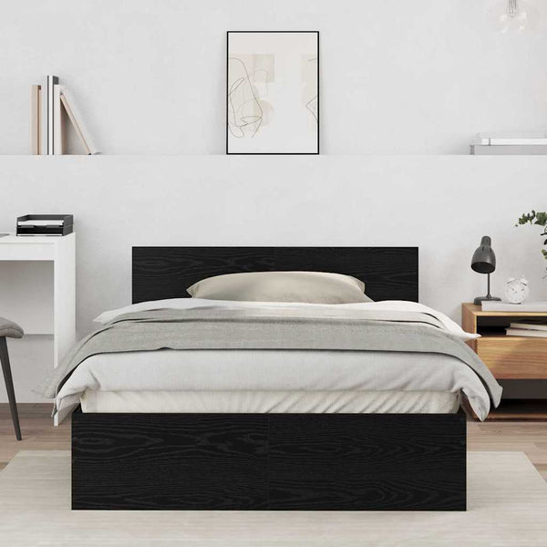 vidaXL Bed Frame Black Oak-Look 193 x 125 x 70 cm Engineered Wood