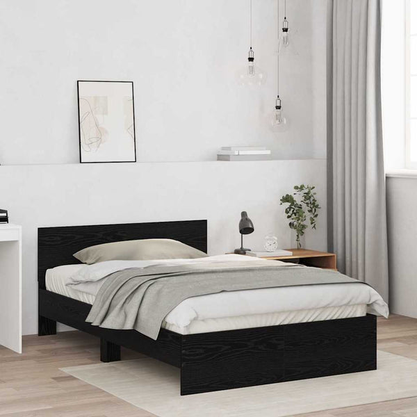 vidaXL Bed Frame Black Oak-Look 193 x 125 x 70 cm Engineered Wood