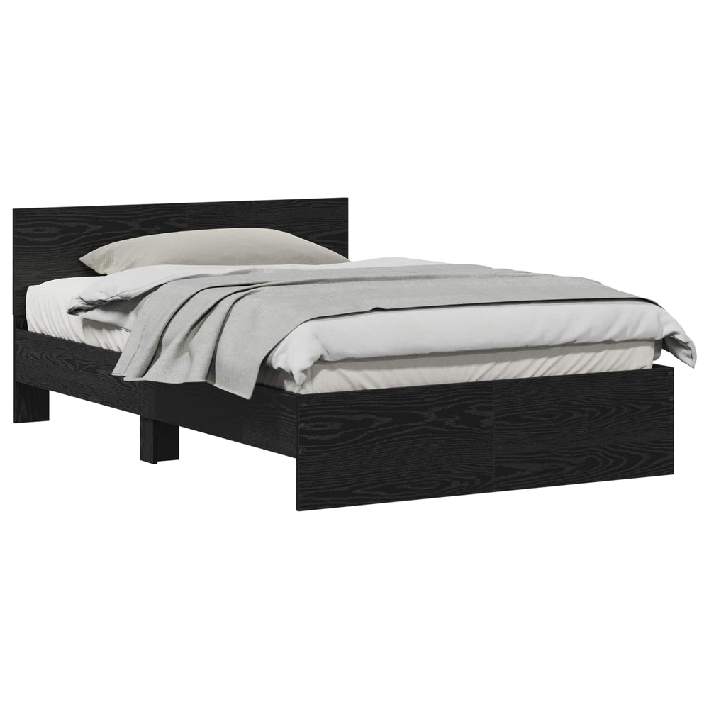 vidaXL Bed Frame Black Oak-Look 193 x 125 x 70 cm Engineered Wood