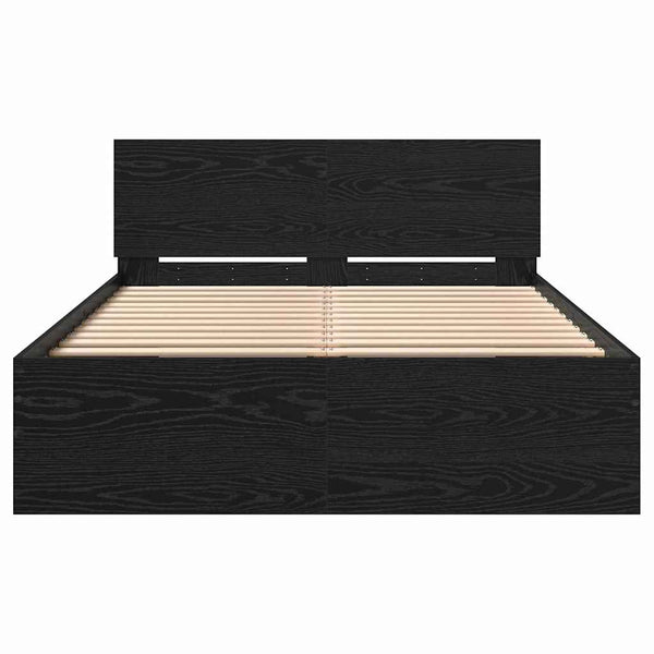 vidaXL Bed Frame Black Oak-Look 193 x 125 x 70 cm Engineered Wood