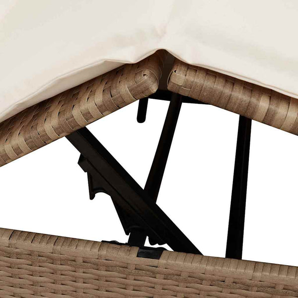 vidaXL Double Sun Lounger Beige 205 x 129 x 200 cm Poly Rattan