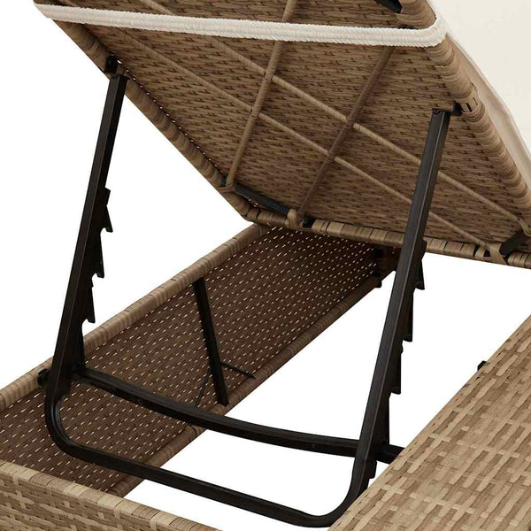 vidaXL Double Sun Lounger Beige 205 x 129 x 200 cm Poly Rattan