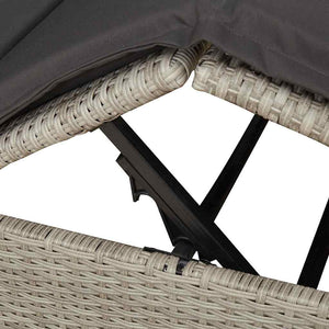 vidaXL Double Sun Lounger Light Grey 205 x 129 x 200 cm Poly Rattan