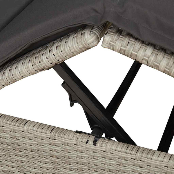 vidaXL Double Sun Lounger Light Grey 205 x 129 x 200 cm Poly Rattan