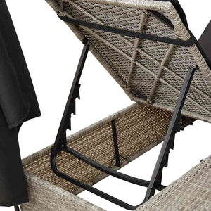 vidaXL Double Sun Lounger Light Grey 205 x 129 x 200 cm Poly Rattan