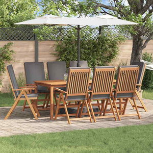 Gartenstuhl 8er Set Braun Grau Teakholz