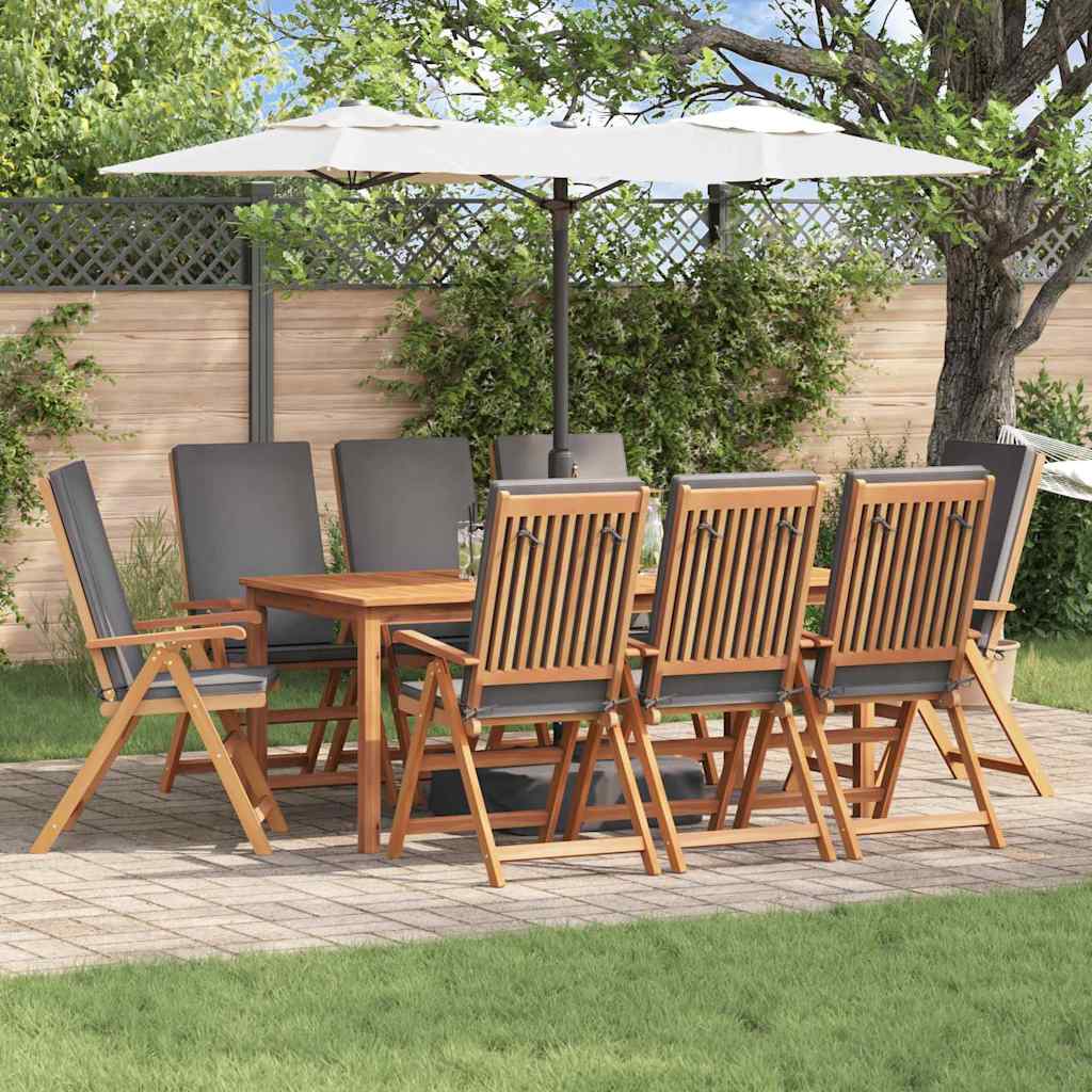 Gartenstuhl 8er Set Braun Grau Teakholz