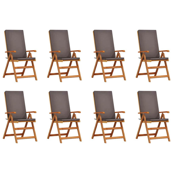 Gartenstuhl 8er Set Braun Grau Teakholz