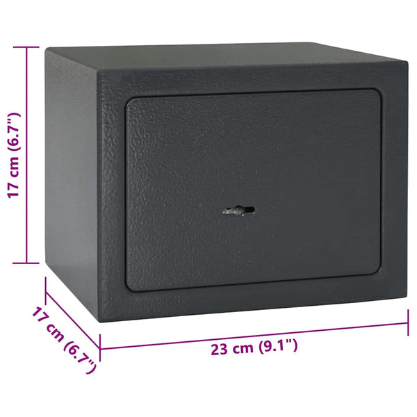 vidaXL Lockable Safe Dark Grey 23 x 17 x 17 cm Steel