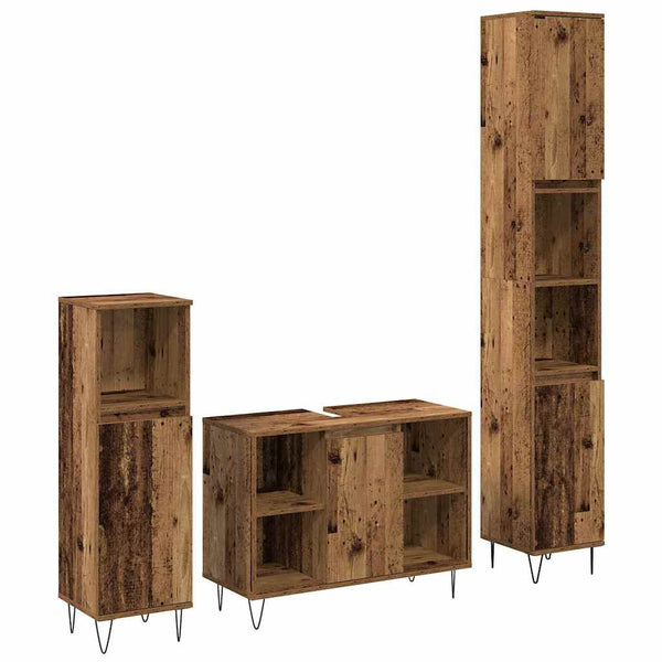 vidaXL Bathroom Furniture Set with Shelf 3 pcs Reclaimed Wood Engineered Wood
