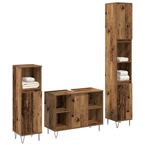 vidaXL Bathroom Furniture Set with Shelf 3 pcs Reclaimed Wood Engineered Wood