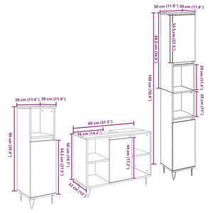vidaXL Bathroom Furniture Set with Shelf 3 pcs Reclaimed Wood Engineered Wood