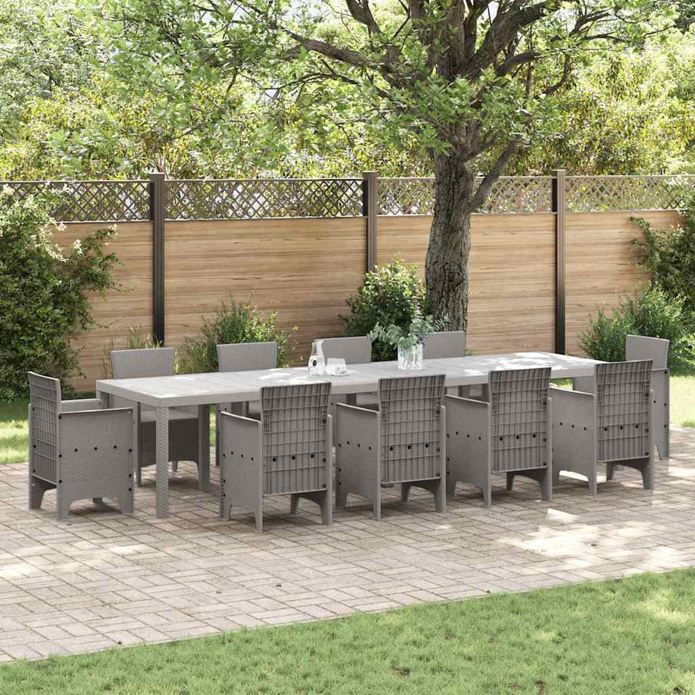 vidaXL Garden Table Light Gray 350 x 100 x 74 cm Poly Rattan