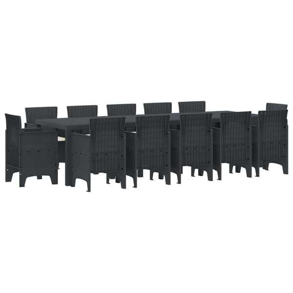 vidaXL Garden Dining Set with Cushions 13 pcs Anthracite Poly Rattan