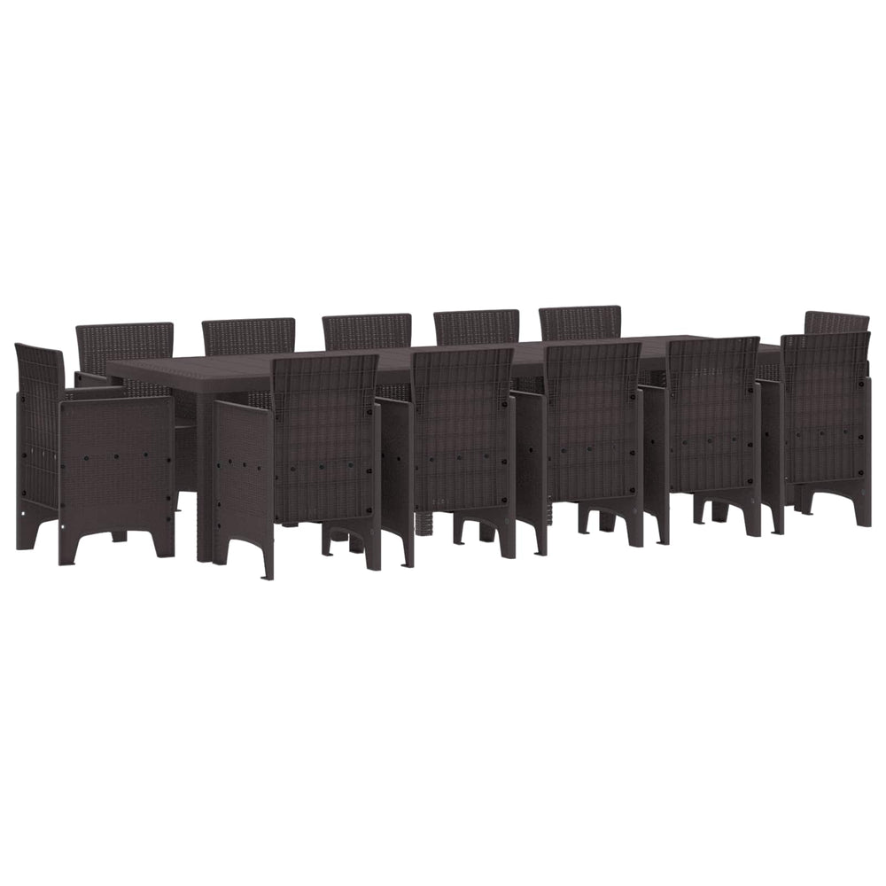 vidaXL 13-Piece Garden Dining Set Brown Poly Rattan
