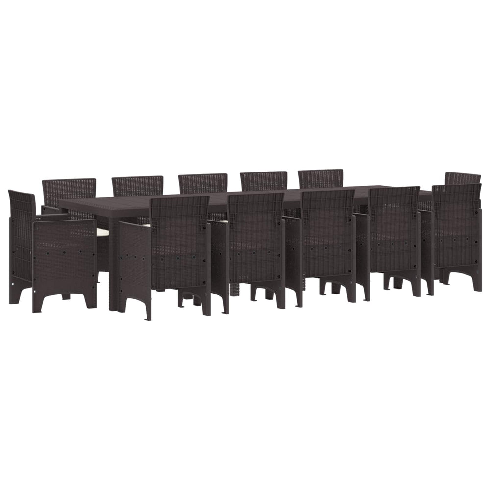 vidaXL Garden Dining Set with Cushions 13 pcs Brown Rattan