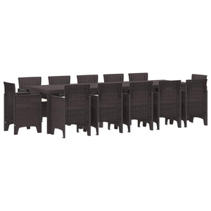 vidaXL Garden Dining Set with Cushions 13 pcs Brown Rattan