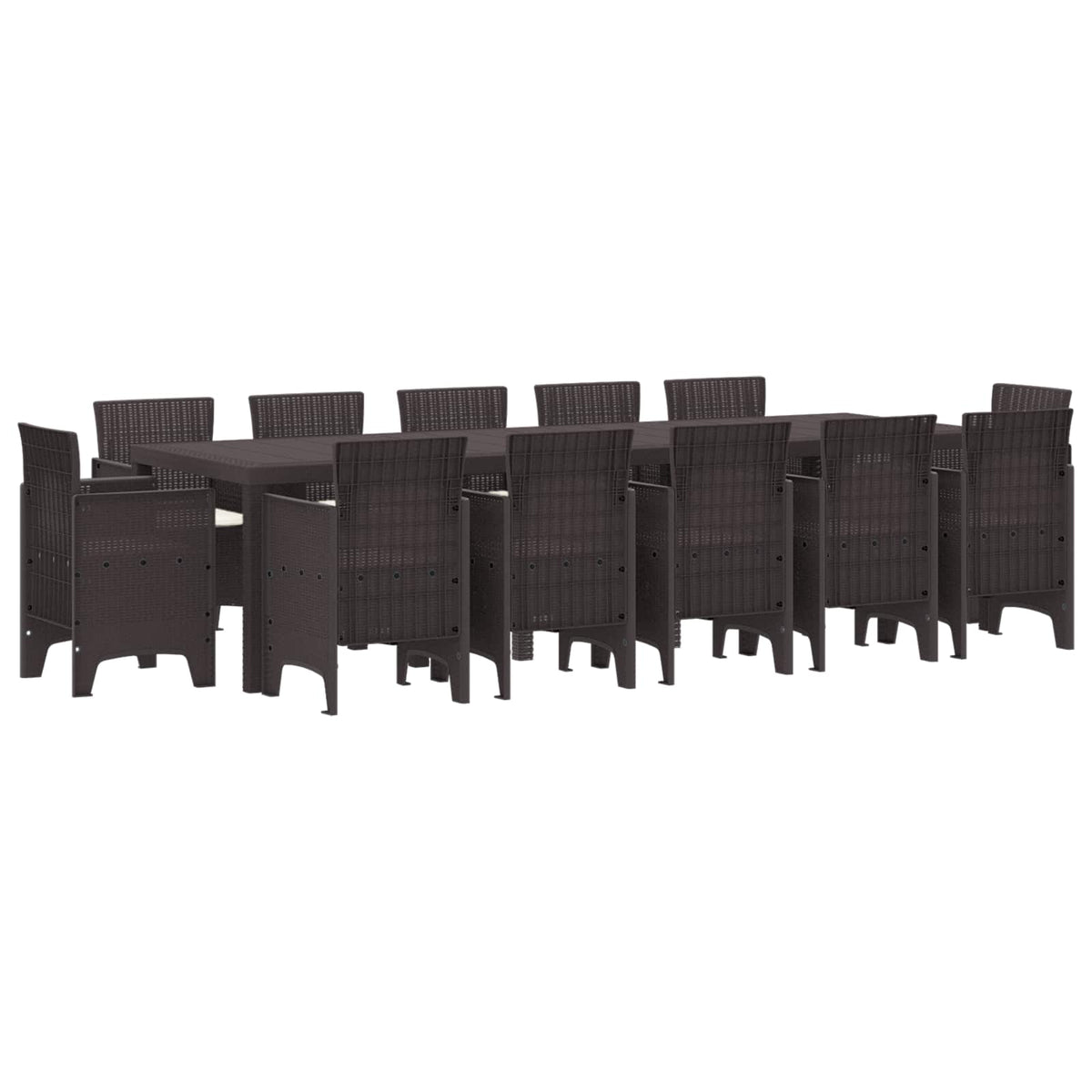 vidaXL Garden Dining Set with Cushions 13 pcs Brown Rattan