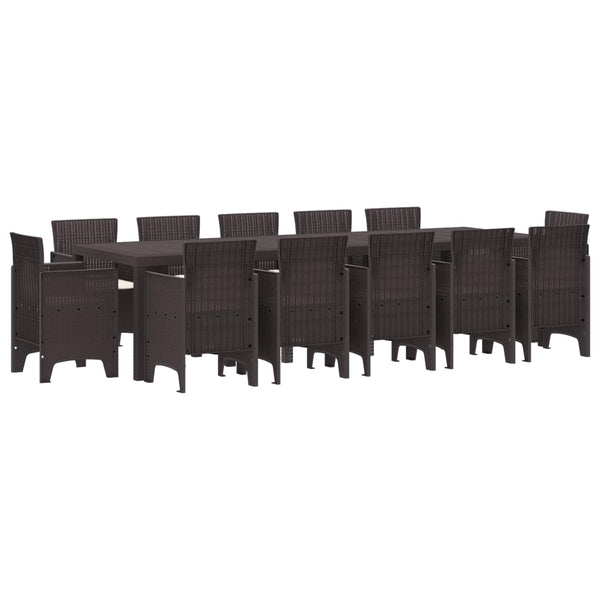 vidaXL Garden Dining Set with Cushions 13 pcs Brown Rattan