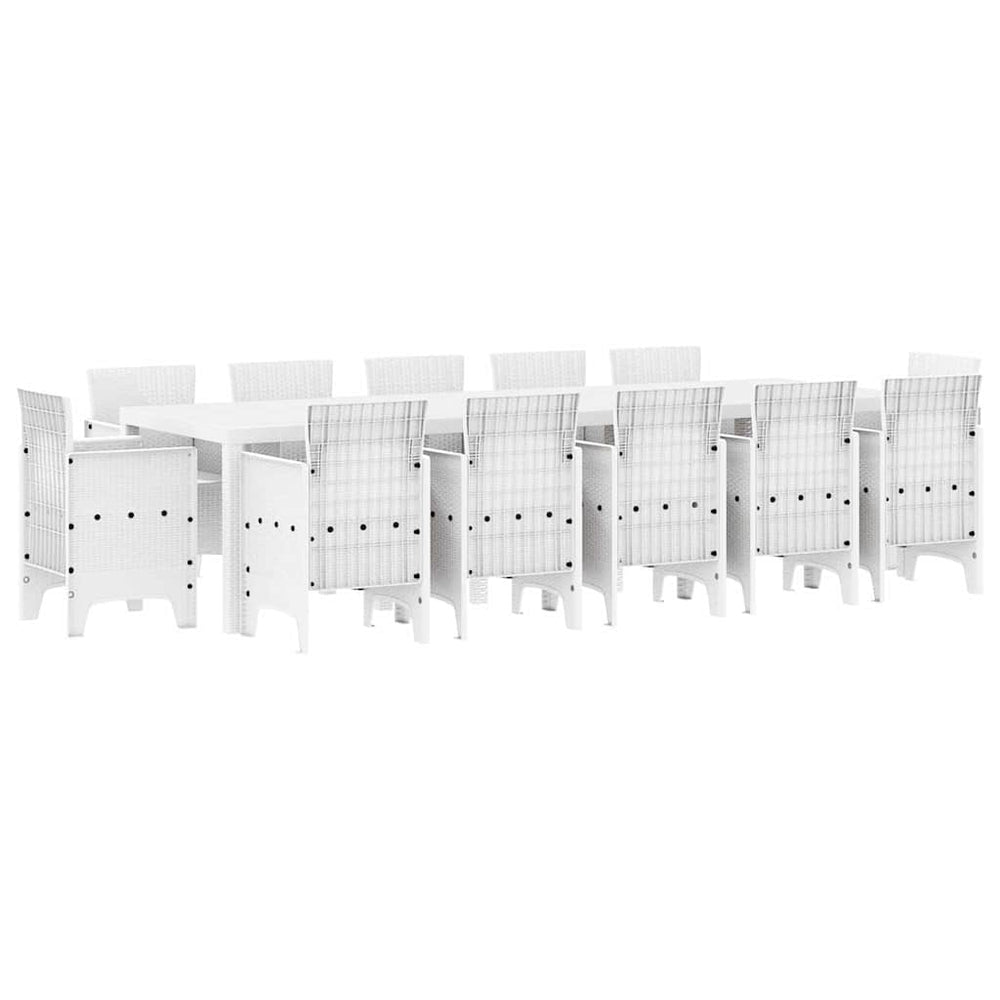 vidaXL Garden Dining Set 13 pcs White Poly Rattan