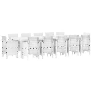 vidaXL Garden Dining Set 13 pcs White Poly Rattan