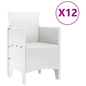 vidaXL Garden Dining Set 13 pcs White Poly Rattan