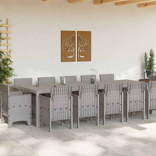 vidaXL Garden Dining Set 13 pcs Light Grey Poly Rattan