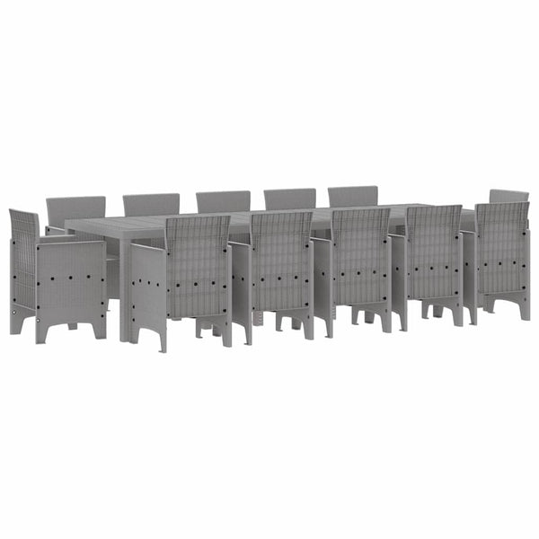 vidaXL Garden Dining Set 13 pcs Light Grey Poly Rattan