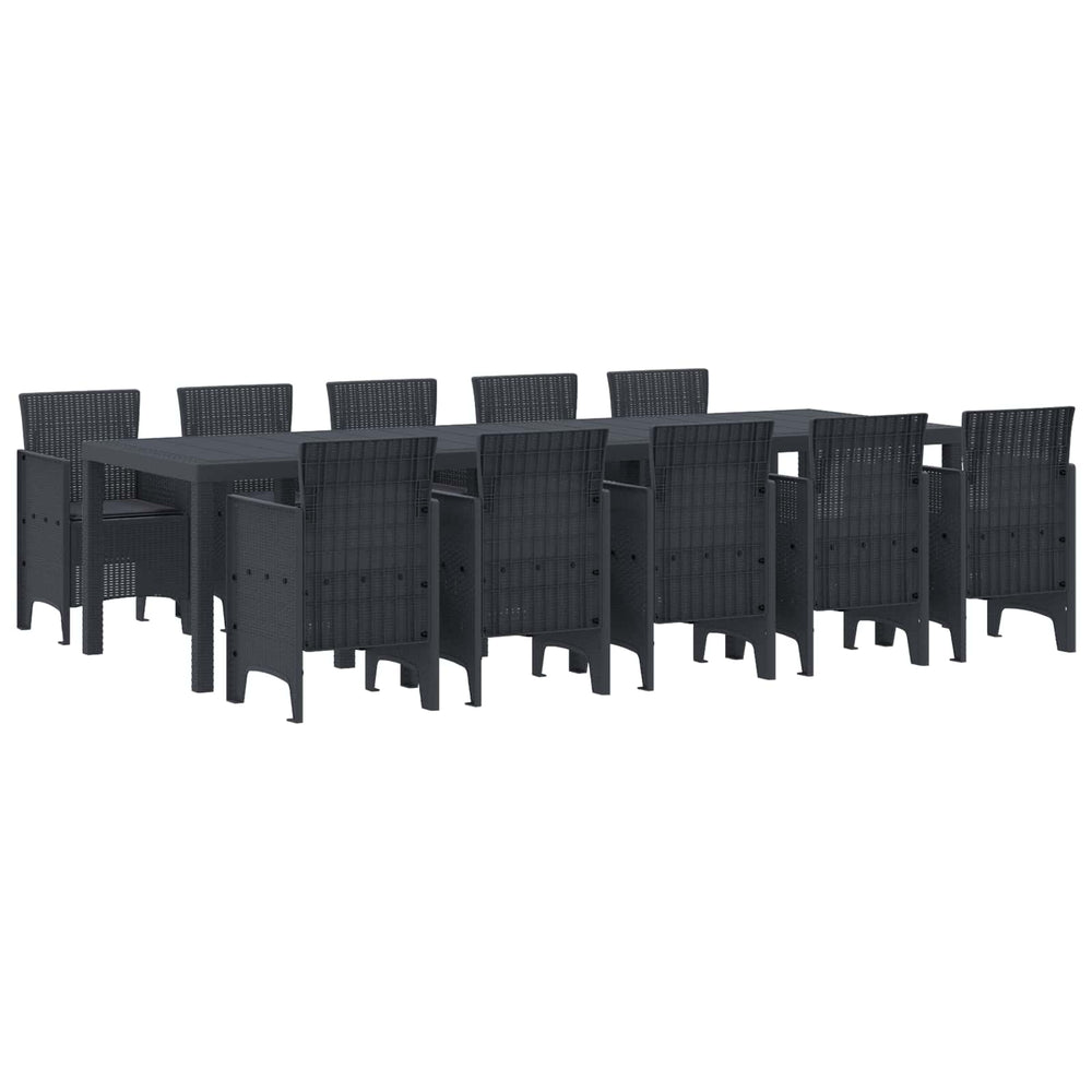 vidaXL Garden Dining Set 11 pcs Anthracite Poly Rattan