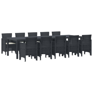 vidaXL Garden Dining Set with Cushions 11 pcs Anthracite and Cream