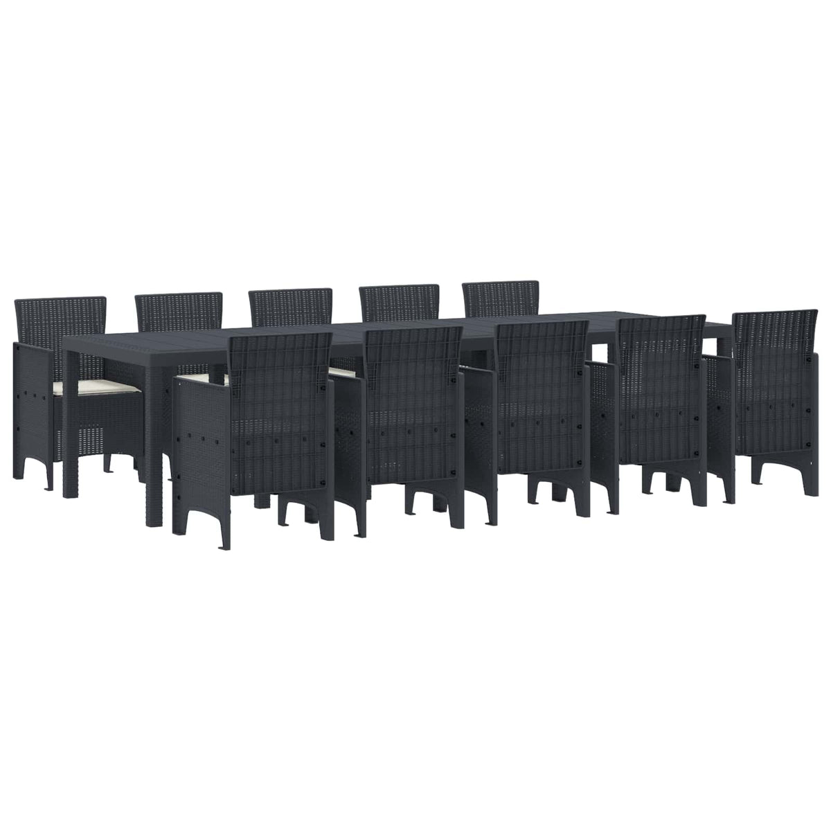 vidaXL Garden Dining Set with Cushions 11 pcs Anthracite and Cream