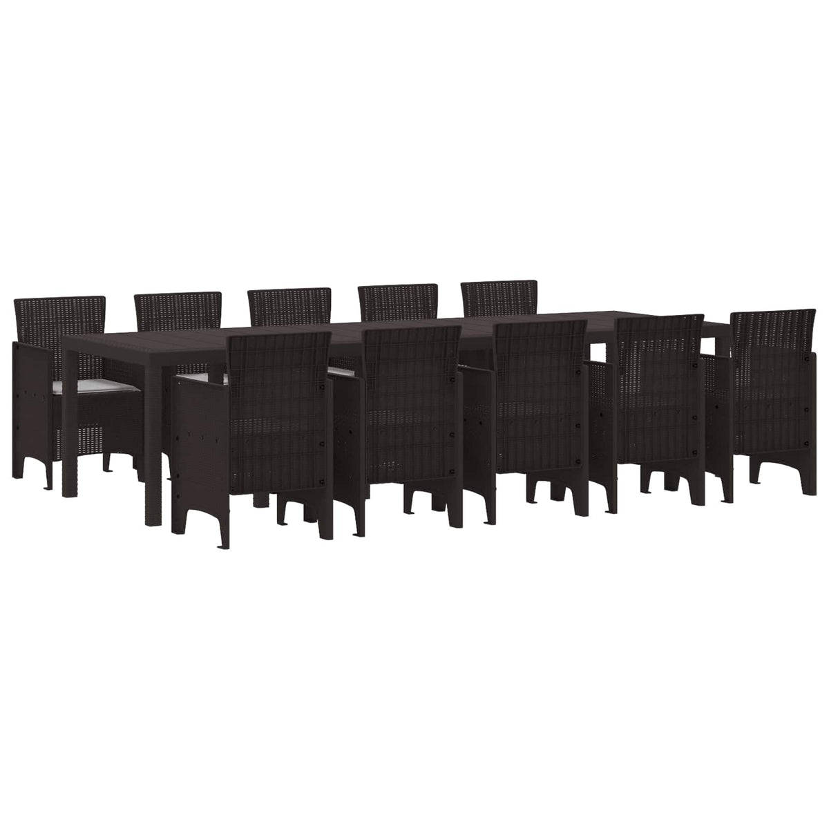 vidaXL Garden Dining Set 11 pcs Brown and Light Gray Poly Rattan