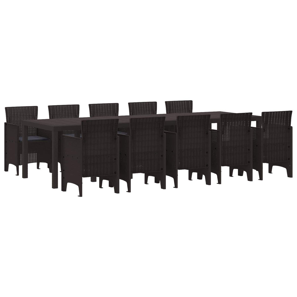 vidaXL Garden Dining Set with Cushions 11 pcs Brown and Anthracite Rattan