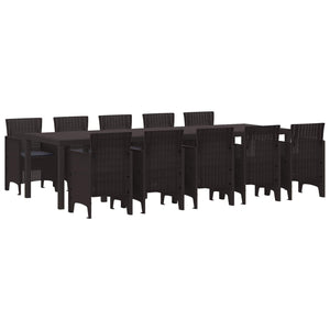 vidaXL Garden Dining Set with Cushions 11 pcs Brown and Anthracite Rattan