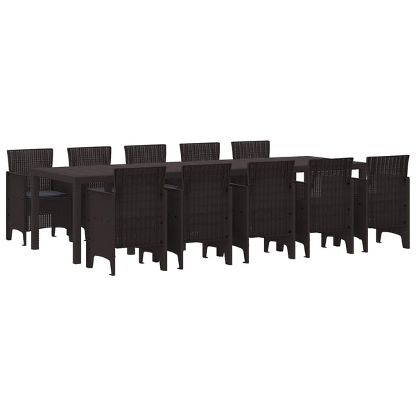 vidaXL Garden Dining Set with Cushions 11 pcs Brown and Anthracite Rattan