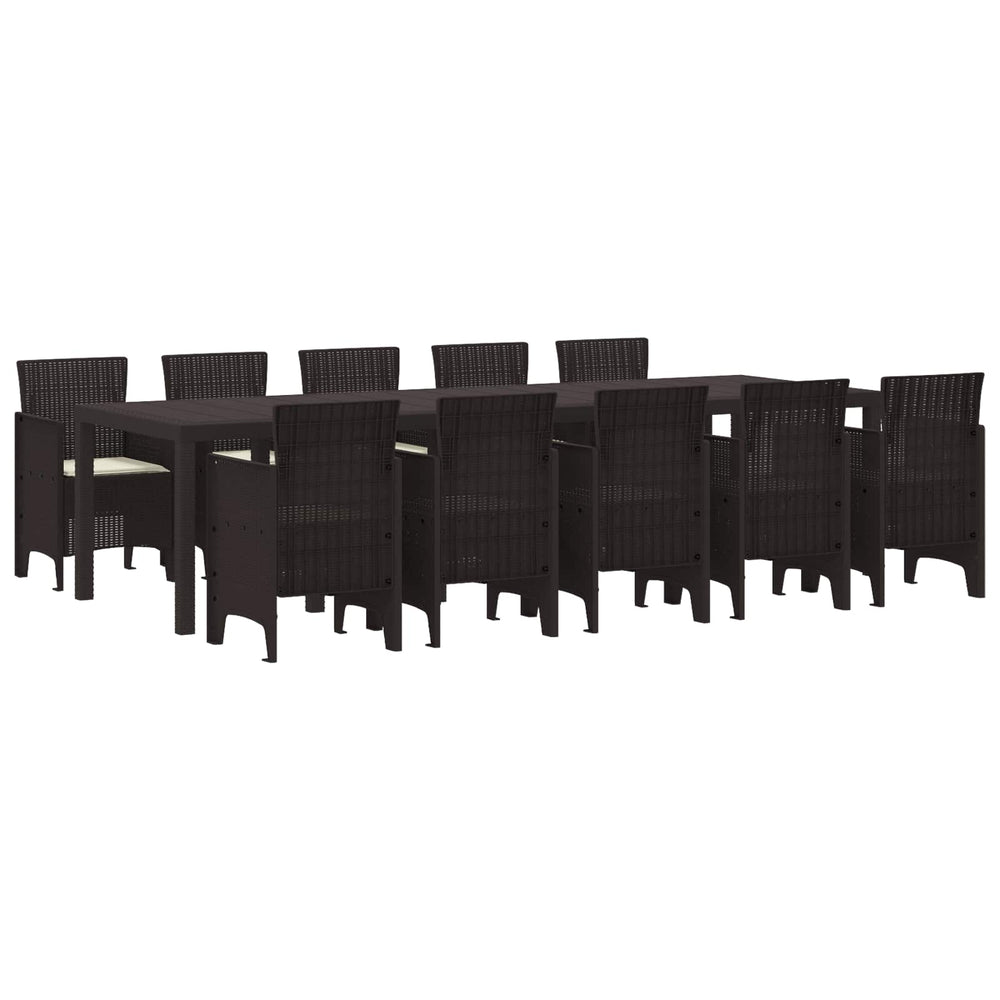 vidaXL Garden Dining Set with Cushions 11 pcs Brown and Cream Rattan