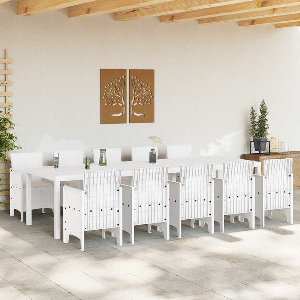 vidaXL Garden Dining Set 11 pcs White and Taupe Plastic Rattan