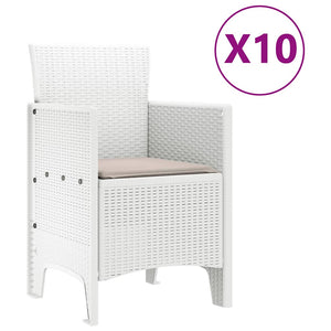 vidaXL Garden Dining Set 11 pcs White and Taupe Plastic Rattan