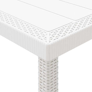 vidaXL Garden Dining Set 11 pcs White and Light Grey Rattan and Polyester