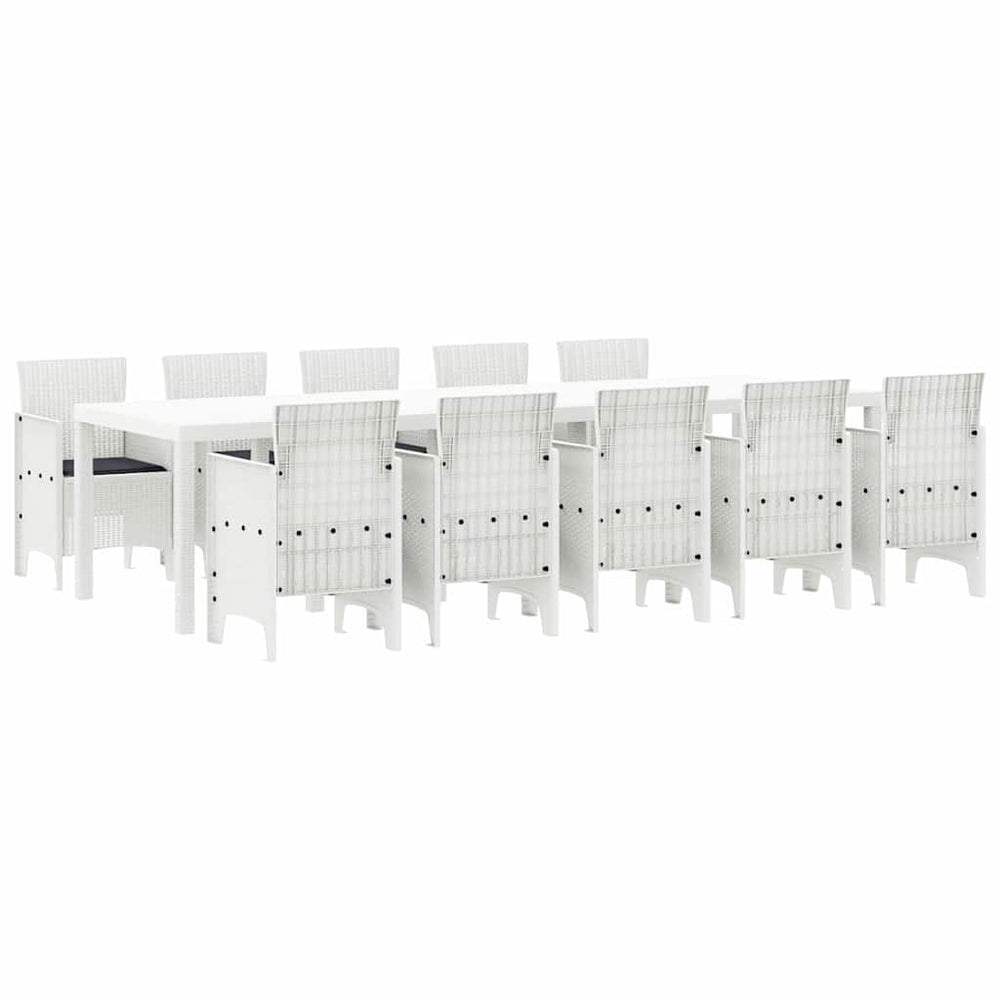 vidaXL Garden Dining Set 11 pcs White Poly Rattan and Aluminium