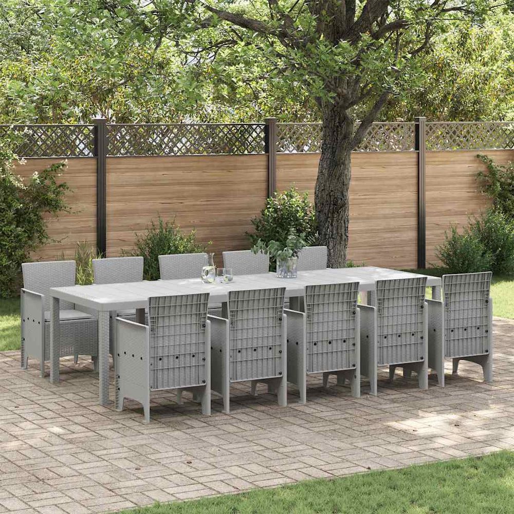 vidaXL Garden Dining Set 11 pcs Light Grey Rattan and Aluminium